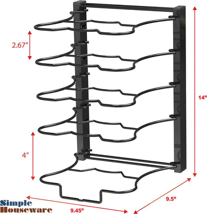 Iron 5 Compartments Height Adjustable Pan Organizer, Black