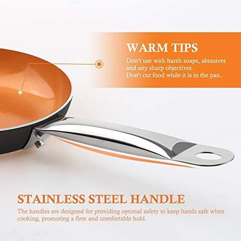 9 Pieces Copper Nonstick Pots Pans with Utensils (9 Pieces Set (2 Pans & 1 Pot with Utensils))