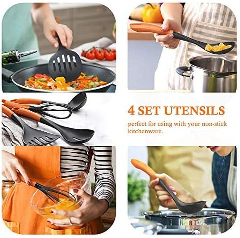 9 Pieces Copper Nonstick Pots Pans with Utensils (9 Pieces Set (2 Pans & 1 Pot with Utensils))